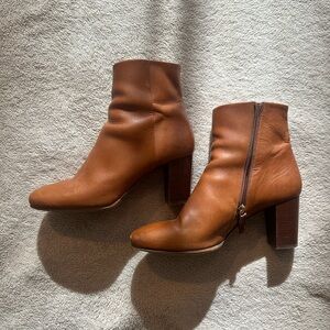 Sezane Tan Leather Heeled Boots